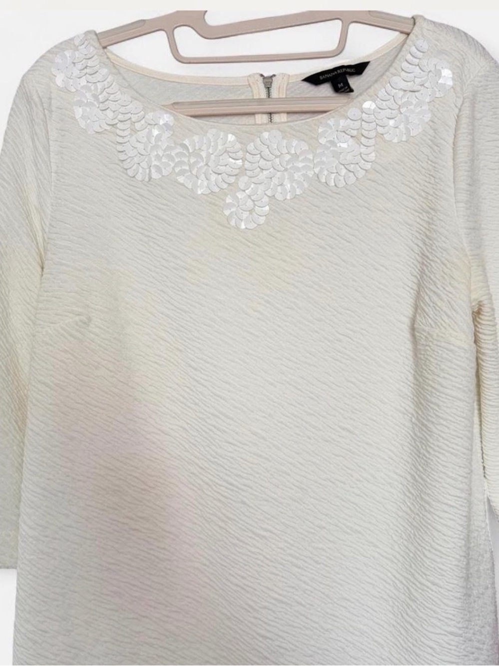 Banana Republic Cream Sequin-Neck Tunic